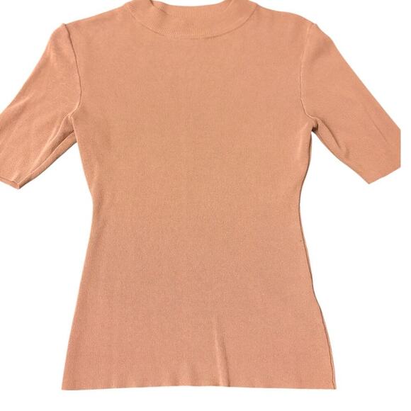 Women Tan Mock Neck Top-EUC - Picture 3 of 4